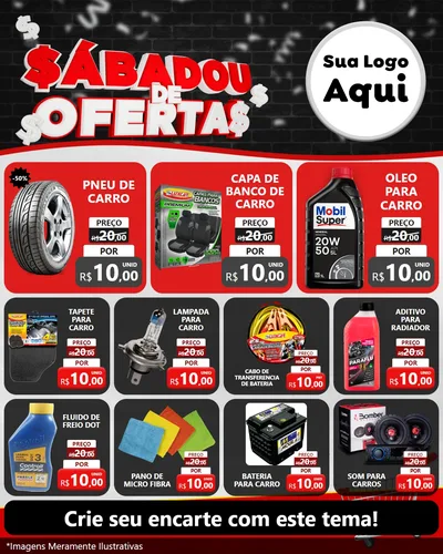 Modelo de Rede Social para Feed Instagram com o tema Sabadou de Ofertas para Auto peças