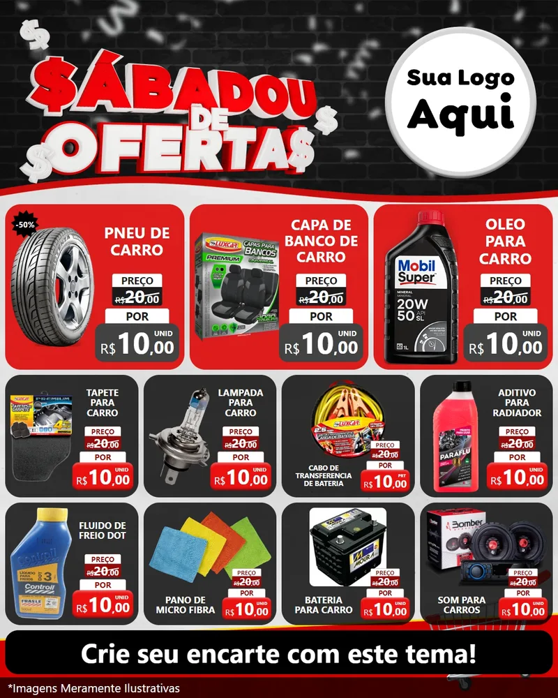 Modelo de Rede Social para Feed Instagram com o tema Sabadou de Ofertas para Auto peças