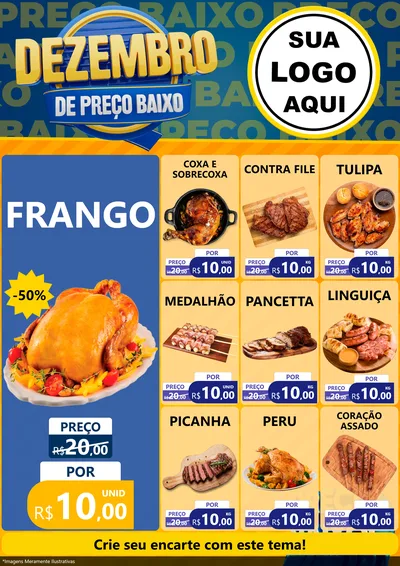 Modelo de Encarte para Encarte A4 Vertical com o tema Dezembro de Preço Baixo para Assados