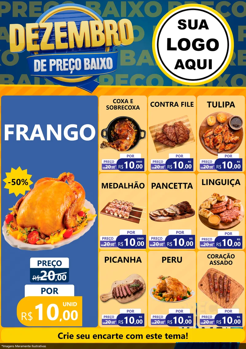 Modelo de Encarte para Encarte A4 Vertical com o tema Dezembro de Preço Baixo para Assados