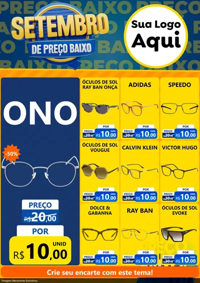 Modelo de Encarte para Encarte A4 Vertical com o tema Setembro De Preço Baixo para Óticas