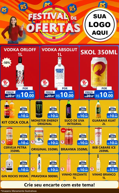 Modelo de Encarte para Encarte Grande com o tema Festival de Ofertas para Distribuidora de bebidas