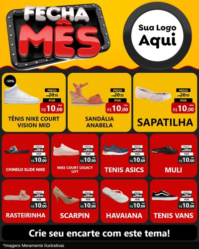 Modelo de Rede Social para Feed Instagram com o tema Fecha Mês para Calçados