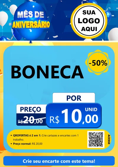 Modelo de Cartaz para Cartaz A4 Vertical com o tema Mês de Aniversário para Brinquedos