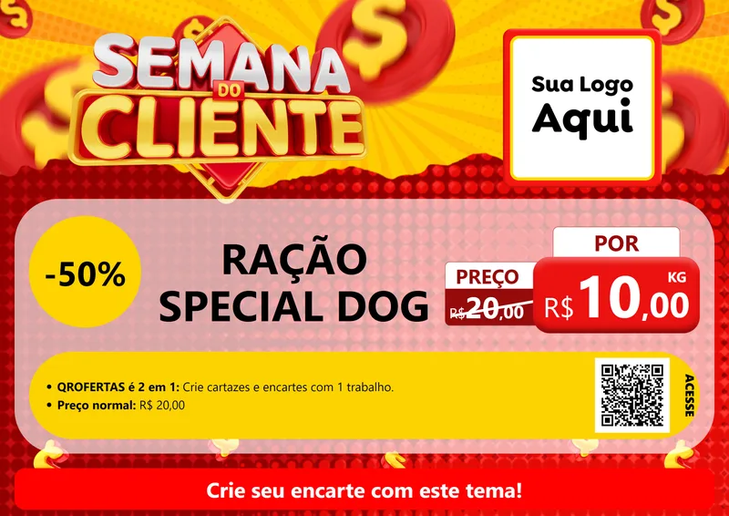 Modelo de Cartaz para Cartaz A4 Horizontal com o tema Semana do Cliente para Pet Shop