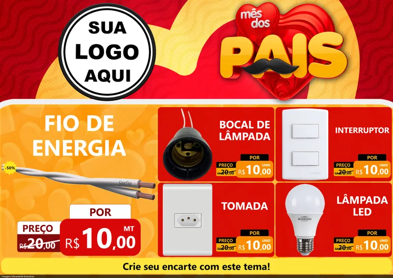 Modelo de Encarte para Encarte A4 Horizontal com o tema Mês Dos Pais para Materiais Elétricos