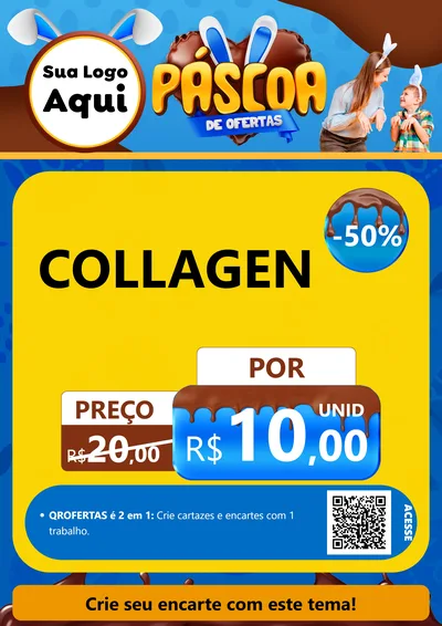 Modelo de Cartaz para Cartaz A4 Vertical com o tema Páscoa de Ofertas para Suplementos alimentares