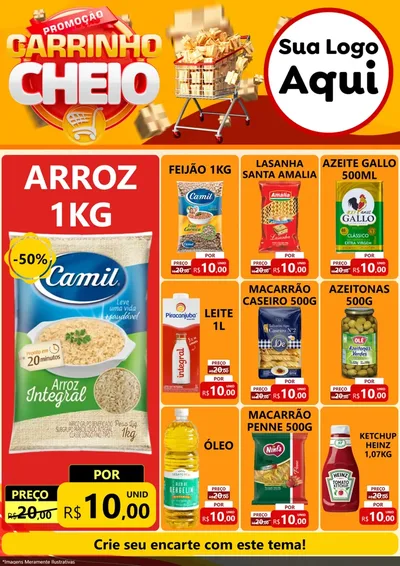 Modelo de Encarte para Encarte A4 Vertical com o tema Promoção carrinho cheio para Supermercado