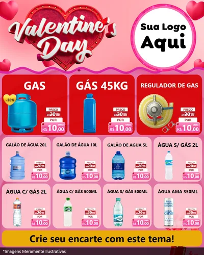 Modelo de Rede Social para Feed Instagram com o tema Valentine's Day para Água e gás