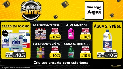 Modelo de TV para TV Horizontal com o tema Fevereiro Imbatível para Produtos de Limpeza