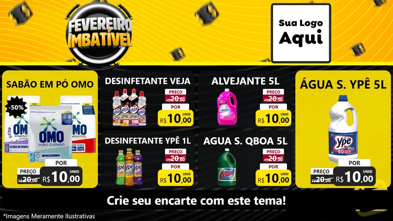 Modelo de TV para TV Horizontal com o tema Fevereiro Imbatível para Produtos de Limpeza