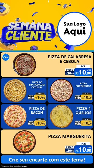 Modelo de TV para TV Vertical com o tema Semana do Cliente para Pizzaria