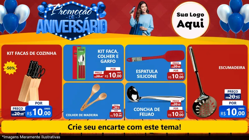 Modelo de TV para TV Horizontal com o tema Promoção de Aniversário para Utilidades Domésticas