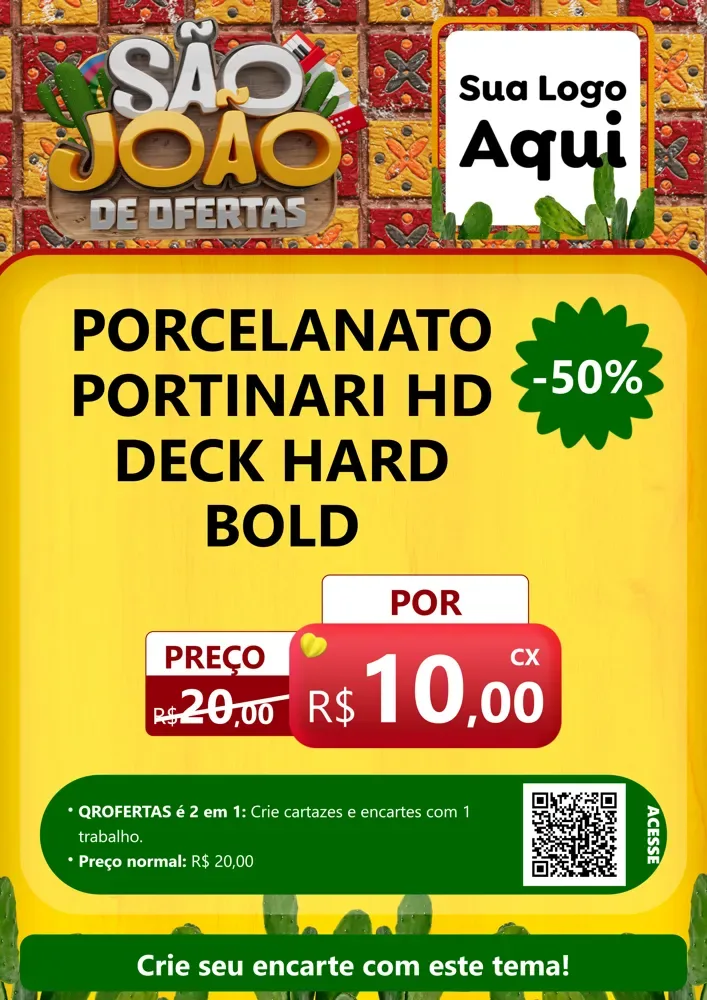 Modelo de Cartaz para Cartaz A4 Vertical com o tema São João de Muitas Ofertas - Junina para Pisos e revestimentos