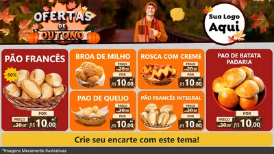 Modelo de TV para TV Horizontal com o tema Ofertas de Outono para Padaria