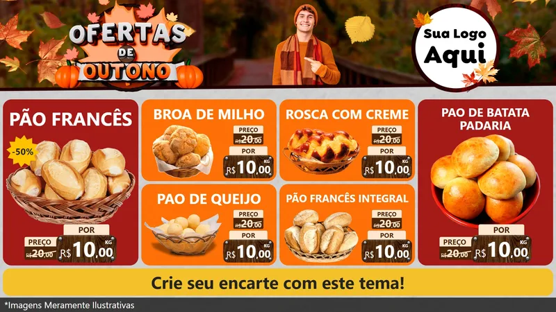 Modelo de TV para TV Horizontal com o tema Ofertas de Outono para Padaria