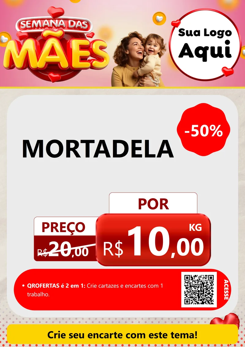 Modelo de Cartaz para Cartaz A4 Vertical com o tema Semana das Mães para Frios e Laticínios