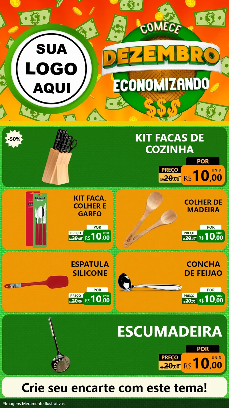 Modelo de TV para TV Vertical com o tema Comece Dezembro Economizando para Utilidades Domésticas