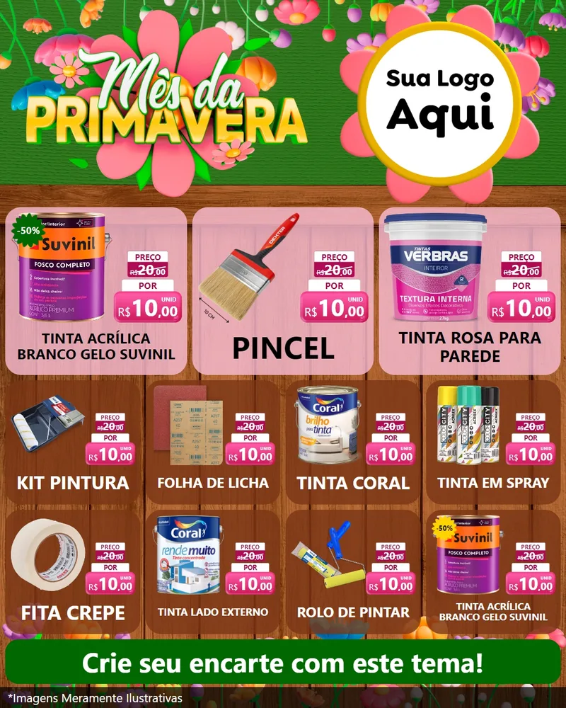 Modelo de Rede Social para Feed Instagram com o tema Mês da Primavera para Tintas e Ferramentas