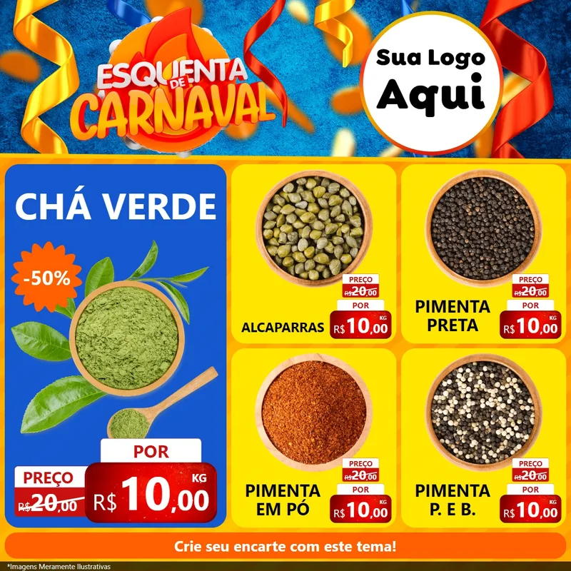 Modelo de Rede Social para Feed Facebook com o tema Esquenta de Carnaval para Produtos Naturais