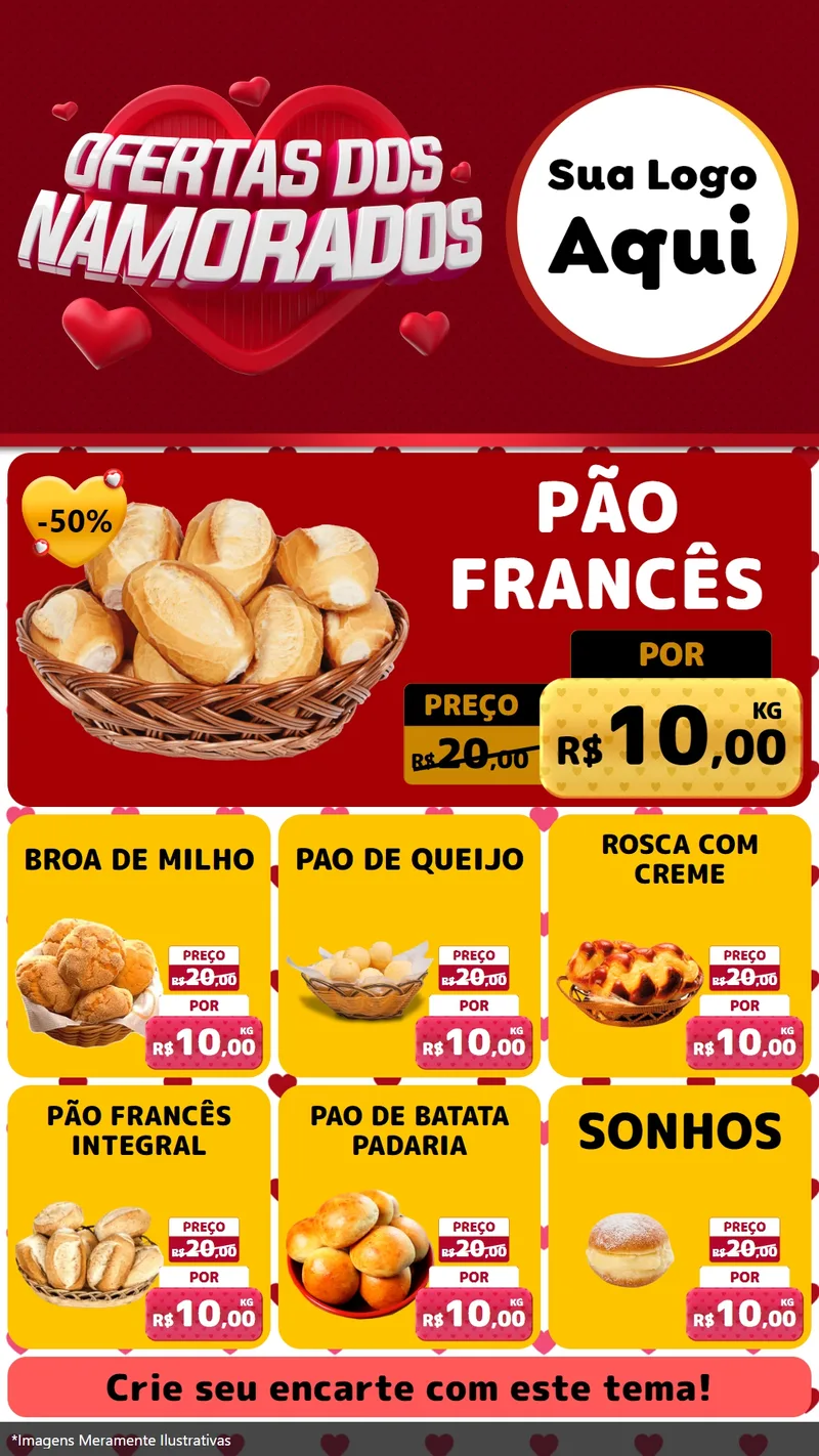 Modelo de Rede Social para Stories com o tema Ofertas Dos Namorados para Padaria