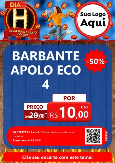 Modelo de Cartaz para Cartaz A4 Vertical com o tema Dia H - O Dia Mais Barato Do Mês para Armarinho e Aviamentos