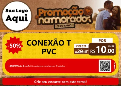 Modelo de Cartaz para Cartaz A4 Horizontal com o tema Promoção Namorados para Tubos e conexões