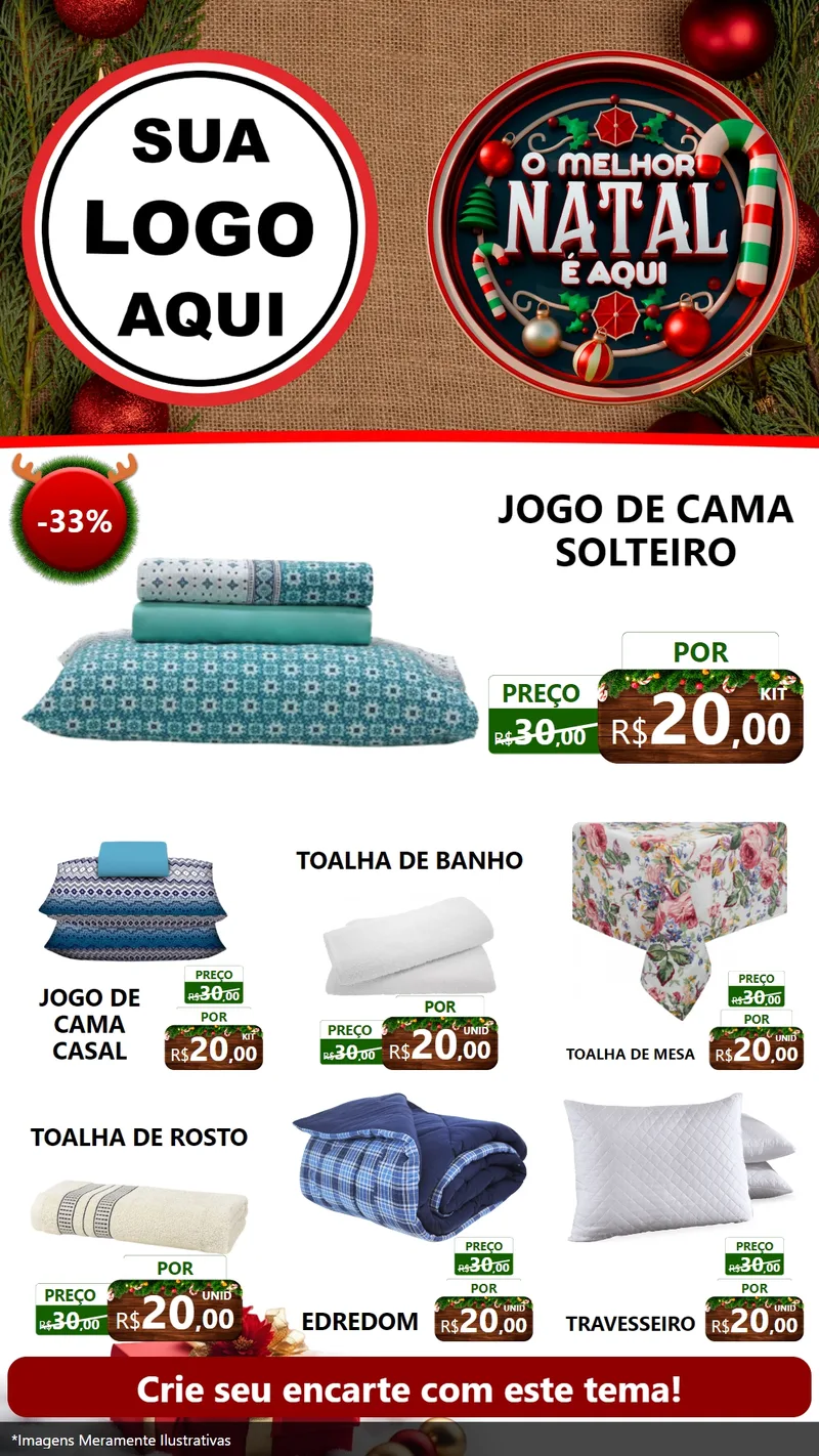 Modelo de Rede Social para Stories com o tema O Melhor Natal É Aqui para Cama, Mesa e Banho