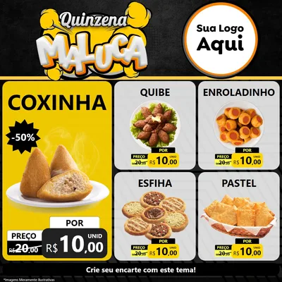 Modelo de Rede Social para Feed Facebook com o tema Quinzena Maluca para Salgadaria