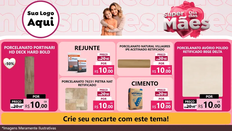 Modelo de TV para TV Horizontal com o tema Super Dia Das Mães para Pisos e revestimentos
