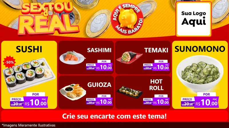Modelo de TV para TV Horizontal com o tema Sextou do Real para Comida japonesa