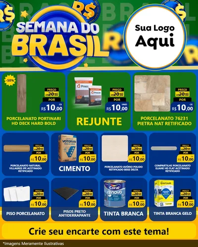 Modelo de Rede Social para Feed Instagram com o tema Semana Do Brasil para Pisos e revestimentos