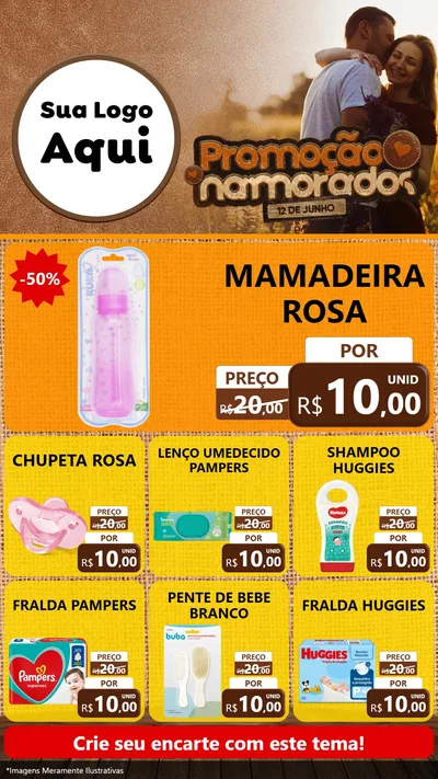 Modelo de Rede Social para Stories com o tema Promoção Namorados para Bebês