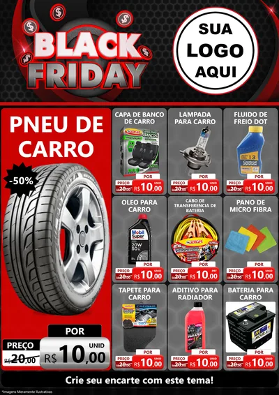 Modelo de Encarte para Encarte A4 Vertical com o tema Black Friday para Auto peças