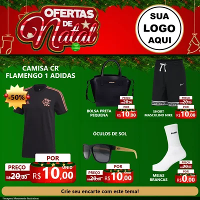 Modelo de Rede Social para Feed Facebook com o tema Ofertas de Natal para Roupas e acessórios
