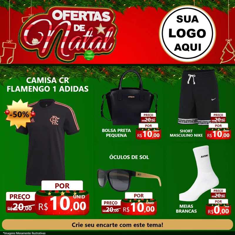 Modelo de Rede Social para Feed Facebook com o tema Ofertas de Natal para Roupas e acessórios