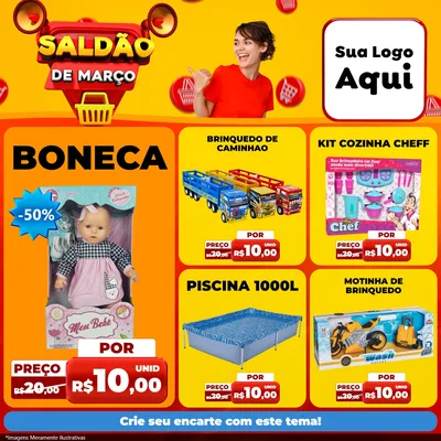 Modelo de Rede Social para Feed Facebook com o tema Saldão de Março para Brinquedos