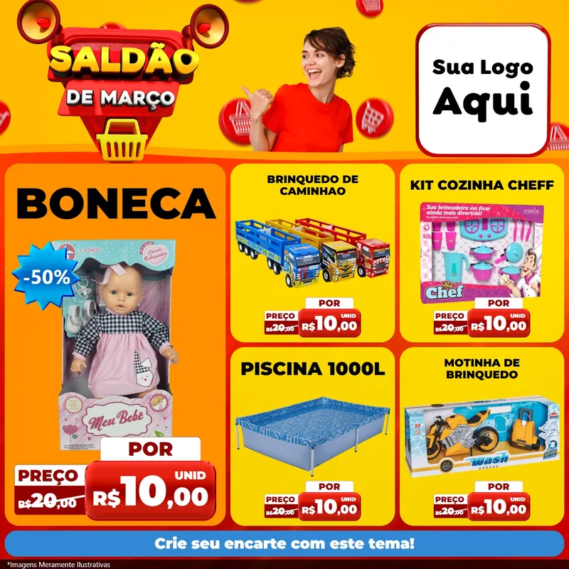 Modelo de Rede Social para Feed Facebook com o tema Saldão de Março para Brinquedos