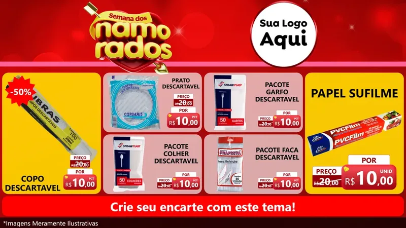 Modelo de TV para TV Horizontal com o tema Semana dos namorados para Embalagens