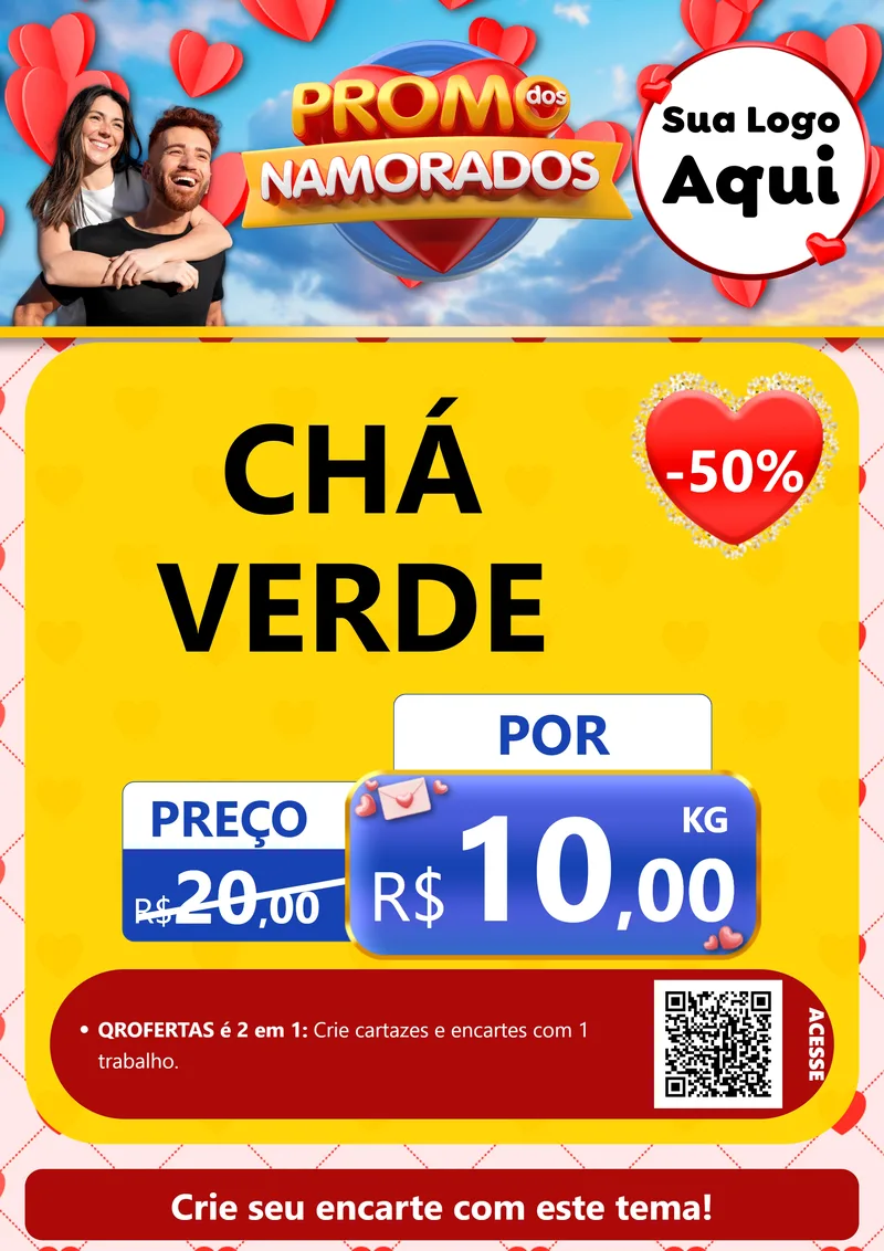 Modelo de Cartaz para Cartaz A4 Vertical com o tema Promo dos Namorados para Produtos Naturais