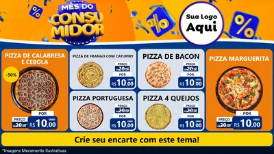 Modelo de TV para TV Horizontal com o tema Mês do Consumidor para Pizzaria