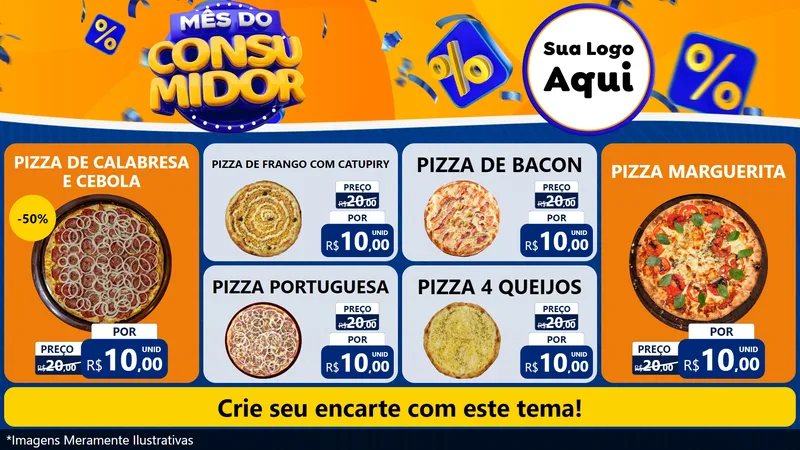 Modelo de TV para TV Horizontal com o tema Mês do Consumidor para Pizzaria