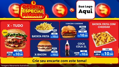 Modelo de TV para TV Horizontal com o tema Ofertas Especiais de Agosto para Hamburgueria