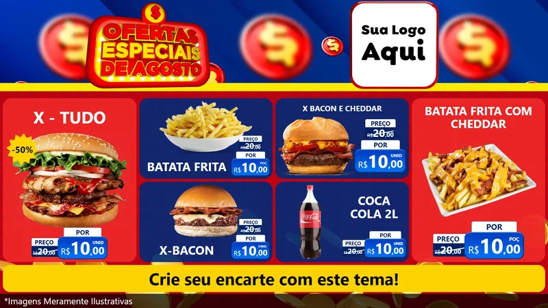 Modelo de TV para TV Horizontal com o tema Ofertas Especiais de Agosto para Hamburgueria