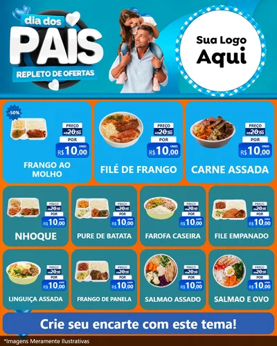 Modelo de Rede Social para Feed Instagram com o tema Dia Dos Pais Repleto de Ofertas para Restaurante