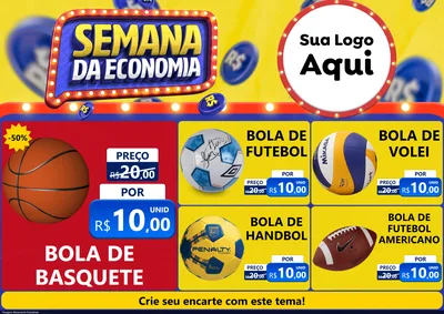 Modelo de Encarte para Encarte A4 Horizontal com o tema Semana da Economia para Artigos Esportivos