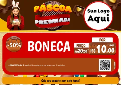 Modelo de Cartaz para Cartaz A4 Horizontal com o tema Páscoa Premiada para Brinquedos