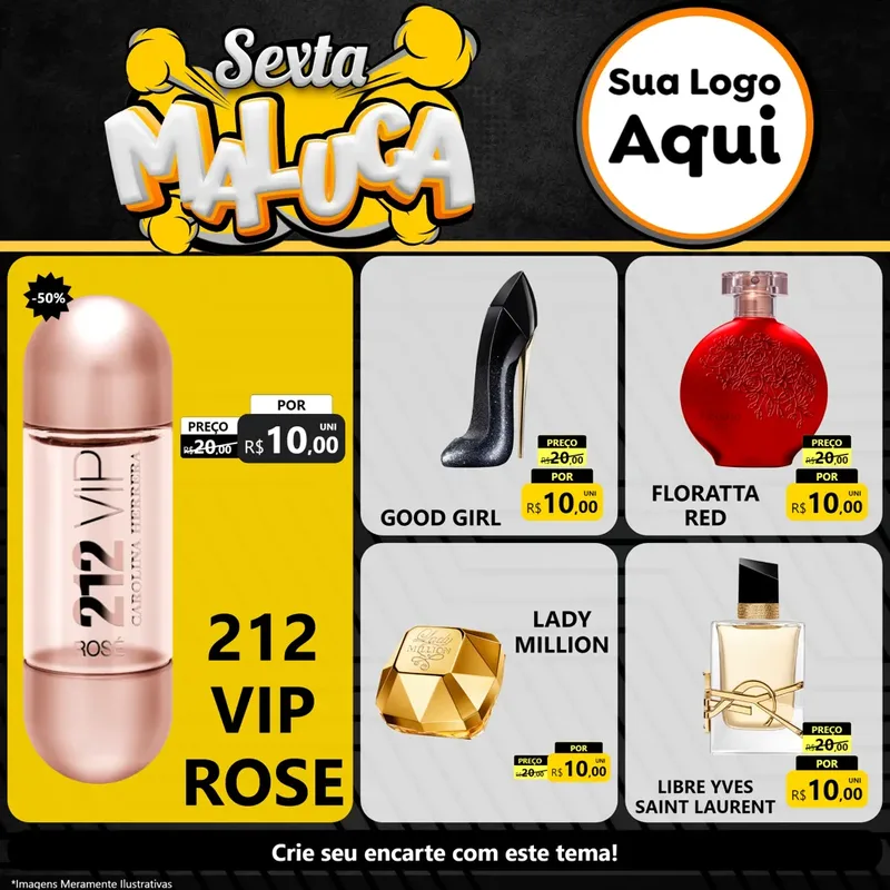 Modelo de Rede Social para Feed Facebook com o tema Sexta Maluca para Perfumes