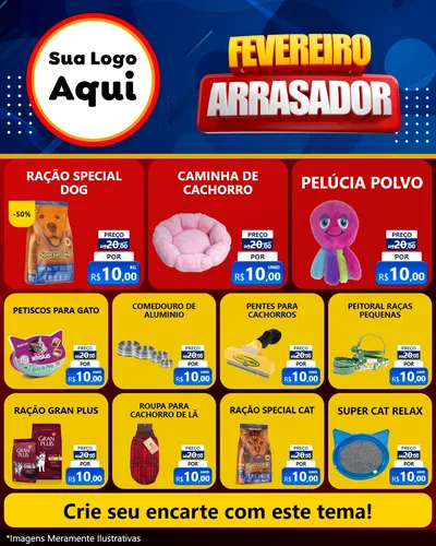 Modelo de Rede Social para Feed Instagram com o tema Fevereiro Arrasador para Pet Shop