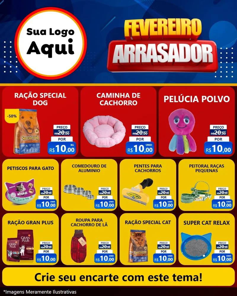 Modelo de Rede Social para Feed Instagram com o tema Fevereiro Arrasador para Pet Shop